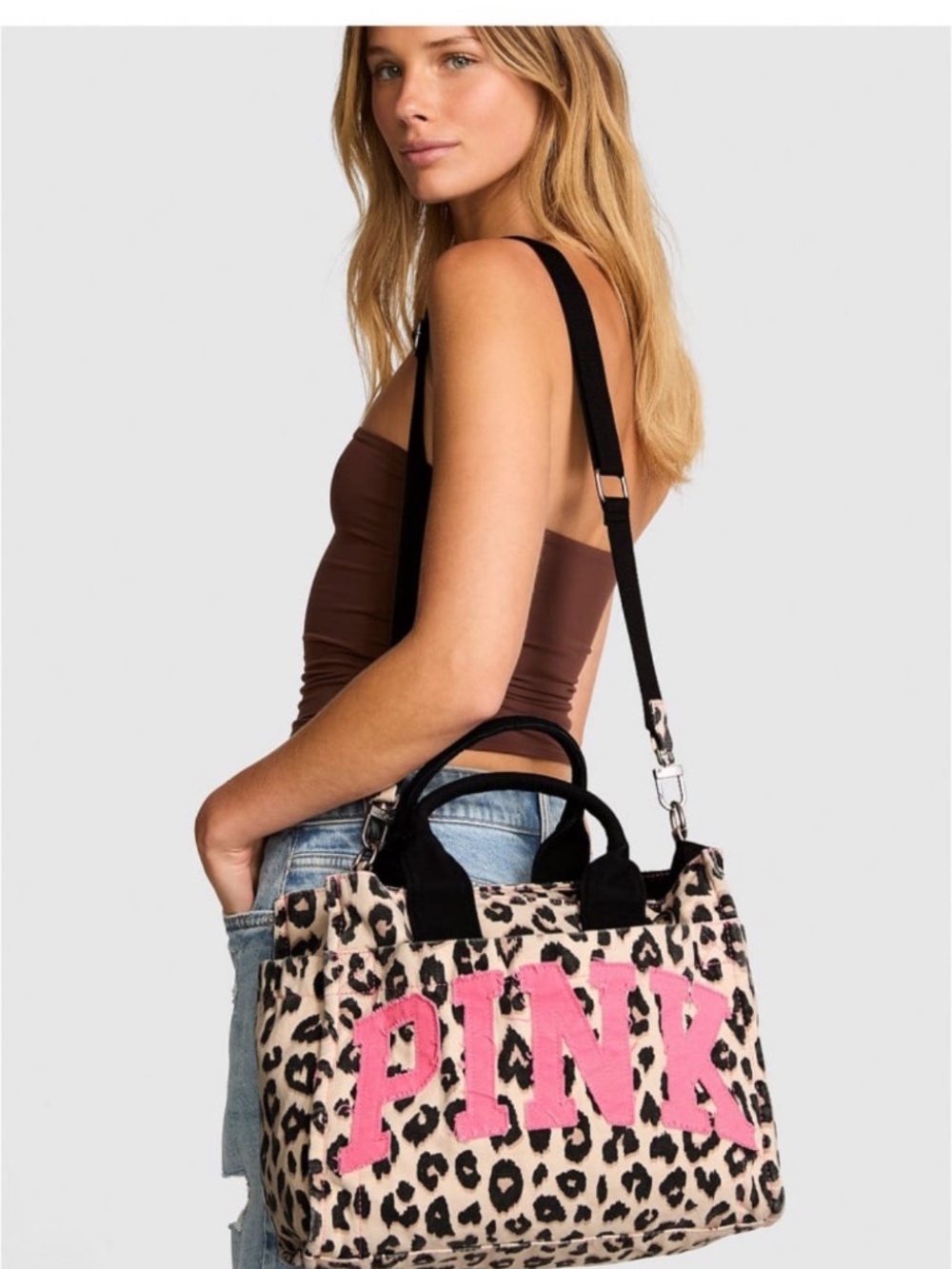 PINK Victoria’s Secret Mini Leopard Crossbody Tote Bag - Picture 2 of 5